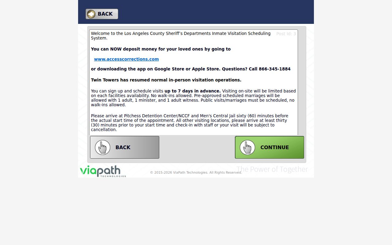 LASD ViaPath visitation scheduling portal