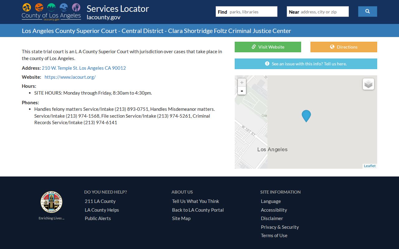Los Angeles County criminal court records at Foltz Criminal Justice Center