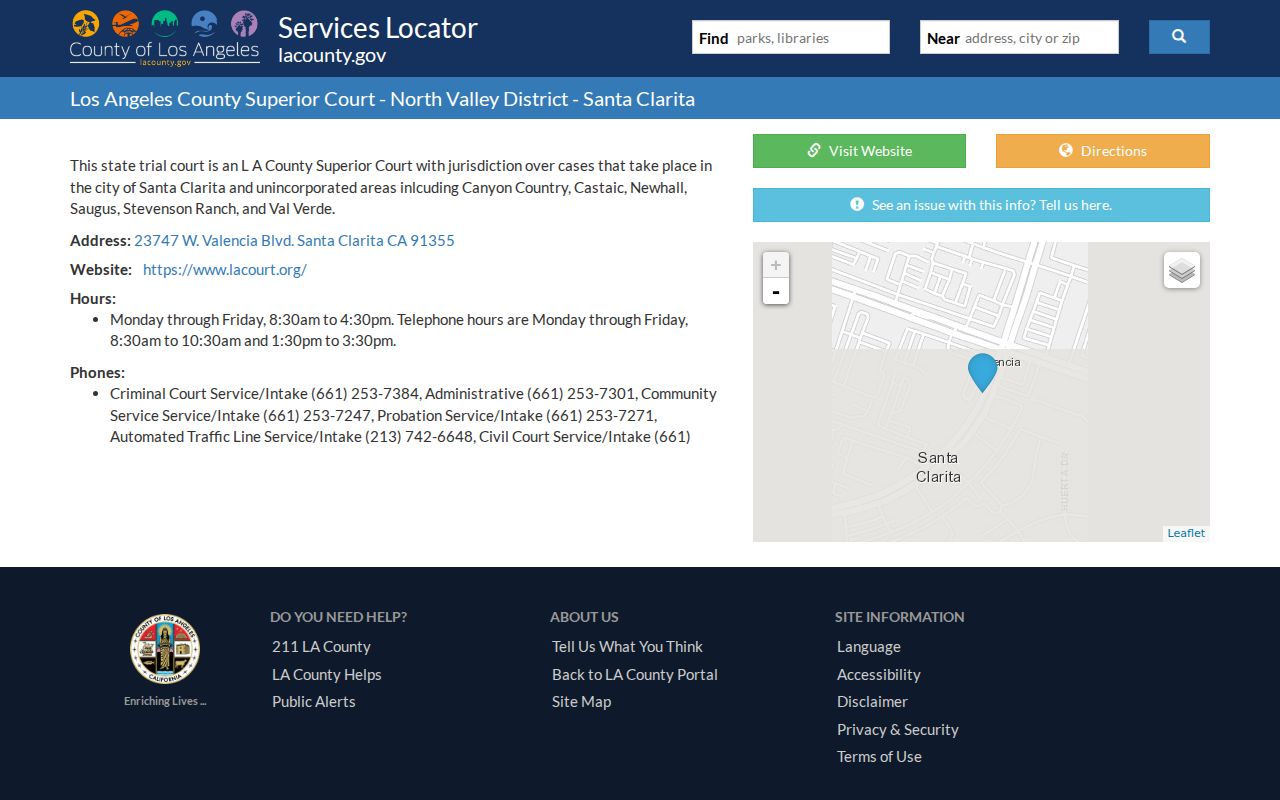 Santa Clarita Los Angeles County criminal court case location