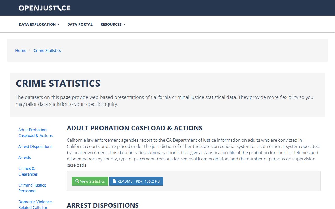 California DOJ OpenJustice crime statistics explorer