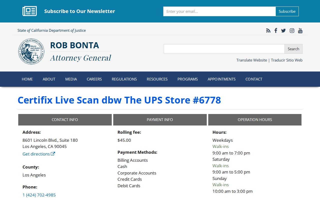 Los Angeles County sex offender search and DOJ Live Scan provider near LAX