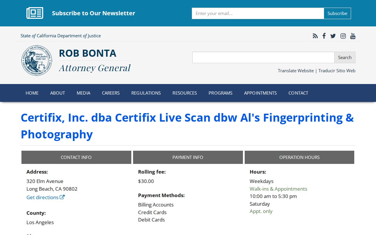 Los Angeles County sex offender search and DOJ Live Scan provider in Long Beach